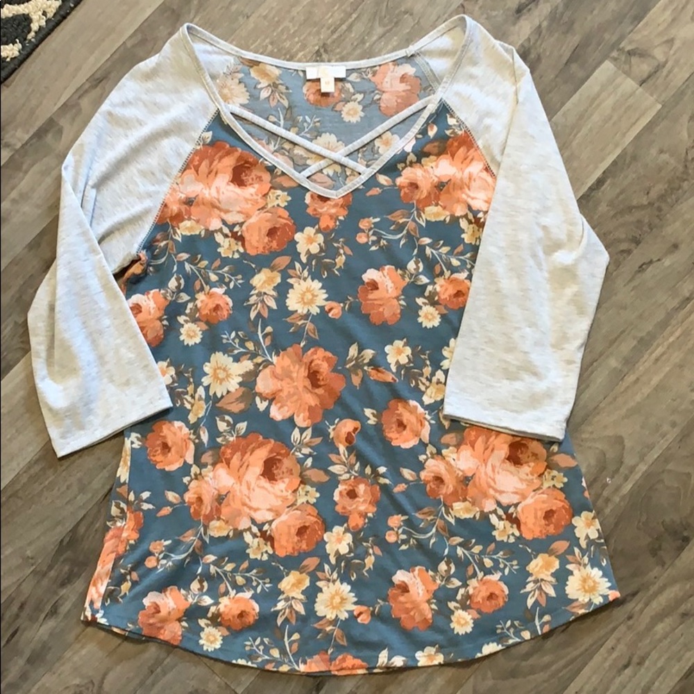 {2/$10} C. floral raglan tee
